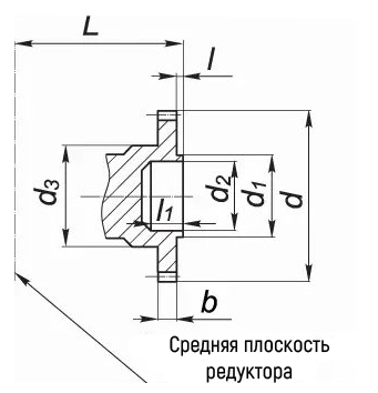 Размер вала в виде зубчатой полумуфты редуктора КЦ2 Размер вала в виде зубчатой полумуфты редуктора КЦ2